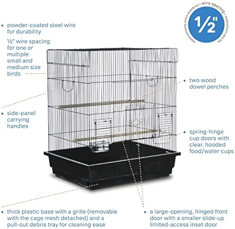 Prevue Pet Products Square Top Parakeet Cage, White
