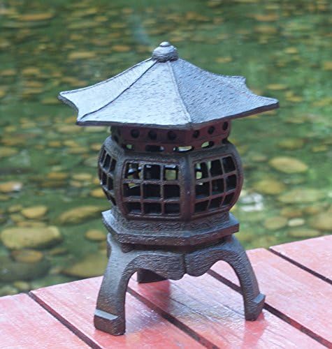 TIAAN Japanese Garden Lantern, “Yukimi-gata” Designed, Super Bright LED Illuminated Pagoda Light, Solar Power Garden Lantern， Stone-Look Finish