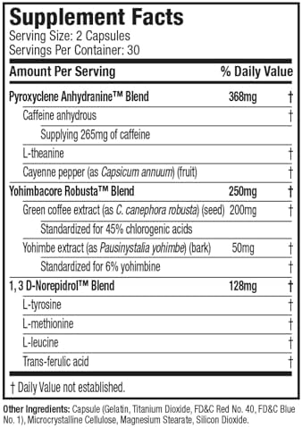 Hydroxycut Hardcore - Thermogenic Supplement - Energy & Metabolism Support - 265 mg Caffeine Anhydrous, Green Coffee Extract - Rapid Release Capsules - 60 Count