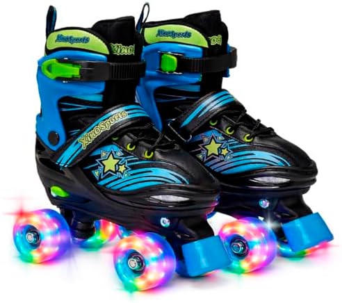 XinoSports Kids Adjustable Roller Skates for Girls & Boys with Light Up Wheels (Ages 5-20) – Roller Skates with Illuminating Wheels