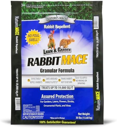 Nature's MACE Rabbit Mace Rabbit Repellent 3 lb Granules | Gardens, Lawns, Farms & Landscapes, Treats 1,350 sq ft, Granular Deterrent, All-Season Use, Safe for Pets, Children, Plants.