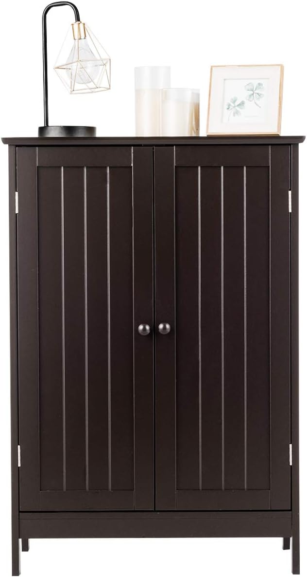 GLACER Bathroom Floor Cabinet, Wooden Storage Cabinet (White)