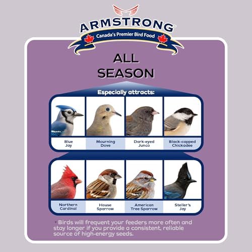 Armstrong Wild Bird Food All Season Bird Seed Blend, 40 Pounds - with Cut Corn, Wheat, White & Red Millet, Black Oil Sunflower Seeds for Blue Jays
