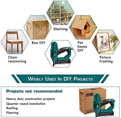 Electric Brad Nailer, NEU MASTER NTC0040 Electric Nail Gun/Staple Gun for Upholstery, Carpentry and Woodworking Projects