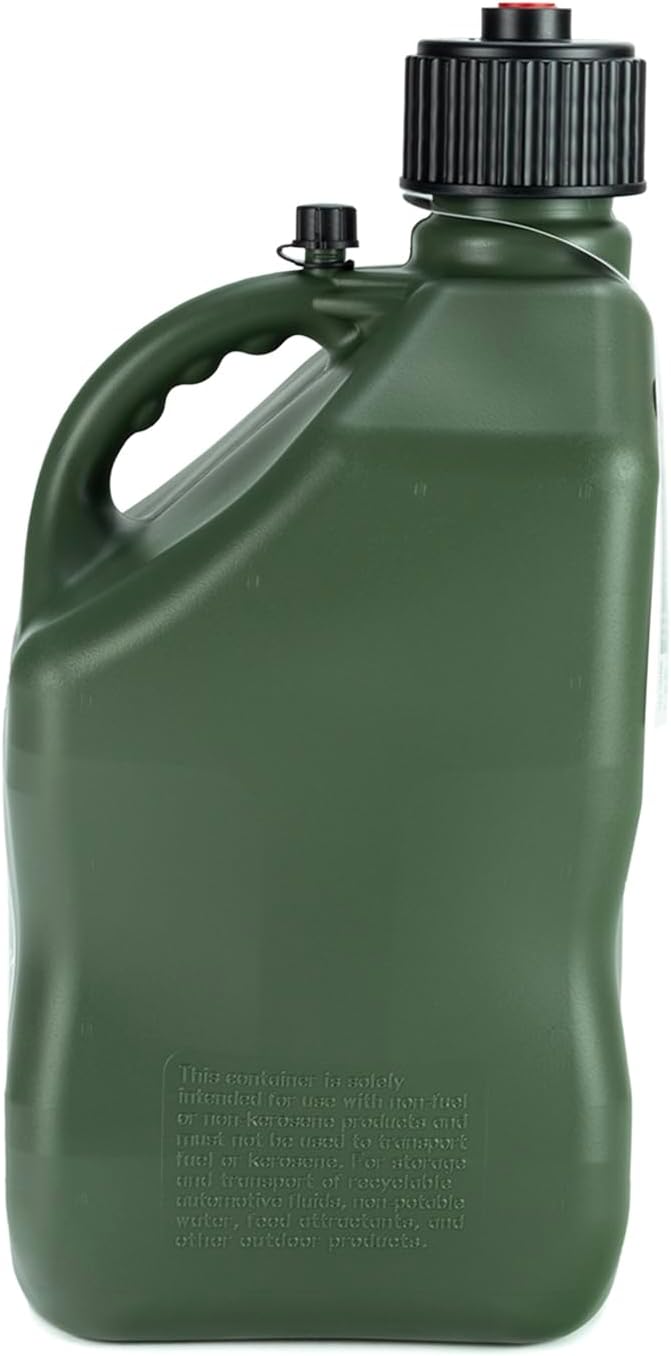 VP Racing 5.5-Gallon Square Motorsport Utility Container Camo (4 Pack) with a 14" Deluxe Hose (1 Pack) Close-Trimmed Cap and Neck for Tight Seal