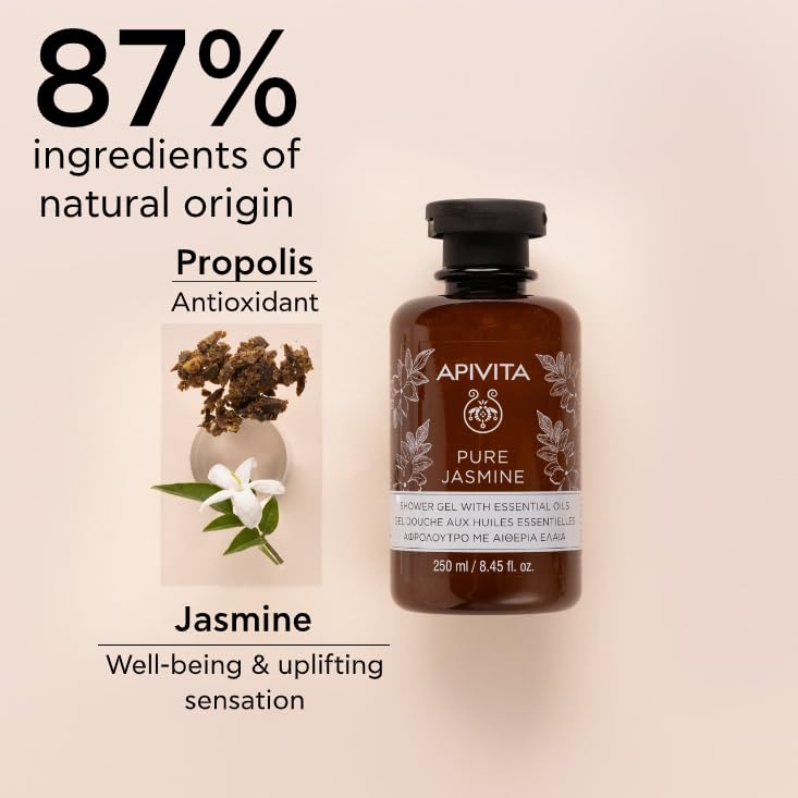 APIVITA Pure Jasmine Shower Gel | Gently Cleanses, Hydrates & Preserves Skin's Moisture with Jasmine & Propolis