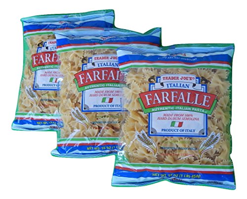 Trader Joe's Authentic Imported Italian Farfalle Bow Tie Pasta, 1-Lb Bag (Pack of 3)