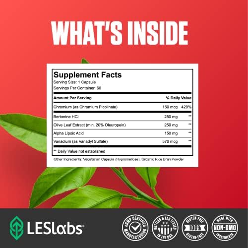 LES Labs Insulin Health Metabolic Health & Support Supplement, 60 Capsules | Metabolic Health, Carbohydrate & Lipid Metabolism, Berberine, Chromium