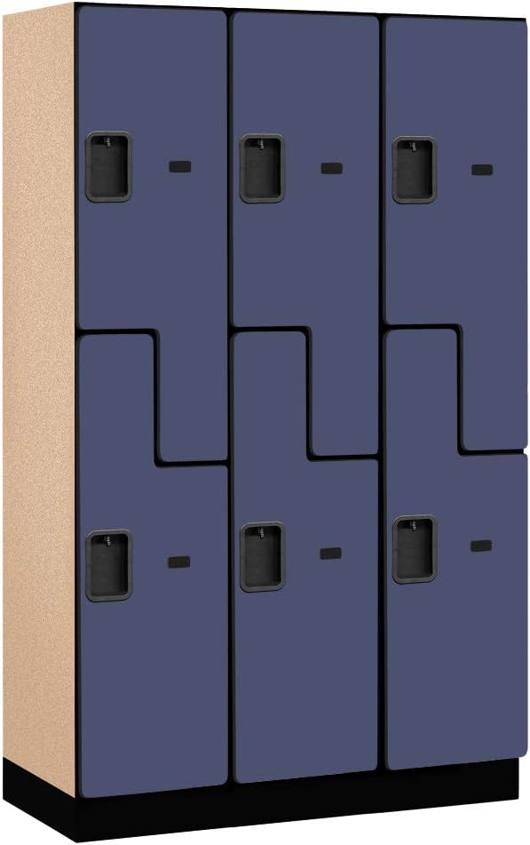 Salsbury Industries 2-Tier S-Style Extra Wide Designer Wood Locker with Three Wide Storage Units, 6-Feet High by 18-Inch Deep, Mahogany