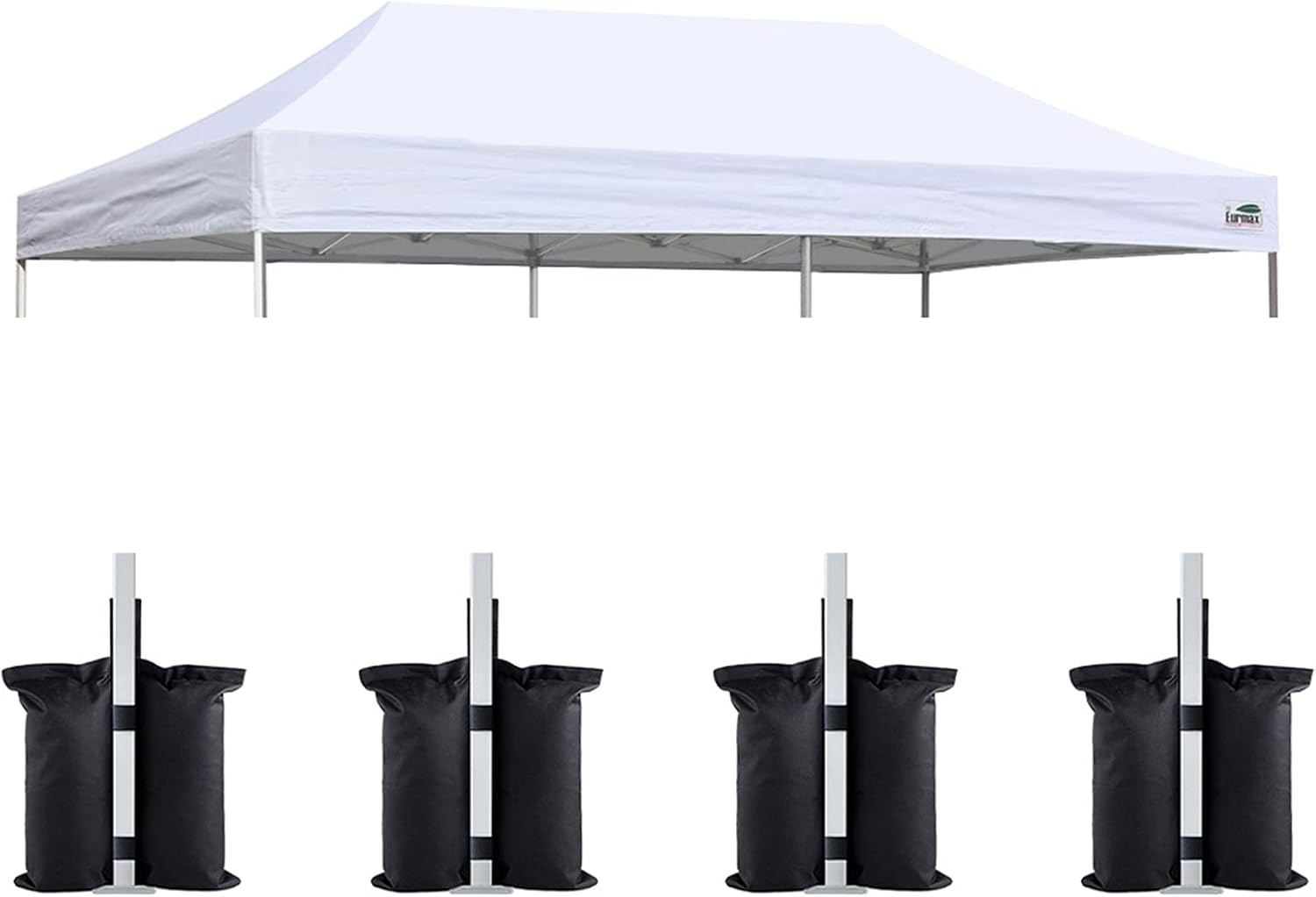 Eurmax USA 10x10 Pop Up Canopy Replacement Top,Universal Instant Canopy Cover ONLY,Heavy Duty UPF 50+ UV Protection,Water & Wind Resistant Tarp,30+ Colors Available,Bonus 4 Sand Bags (White)