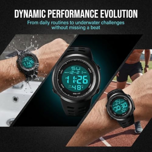 LYMFHCH Men's Digital Watch, Sports Waterproof Military Watches for Men LED Casual Stopwatch Alarm Tactical Army Watch