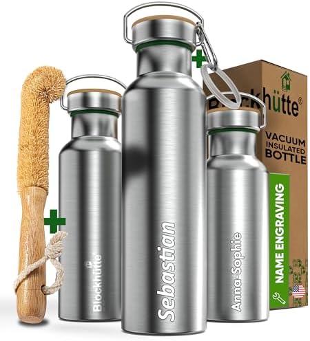 Blockhütte Vacuum Insulated Stainless Steel Water Bottle - 17 oz I Wide Mouth Metal Bottle for hot and cold drinks I BPA-Free I perfect for Travel