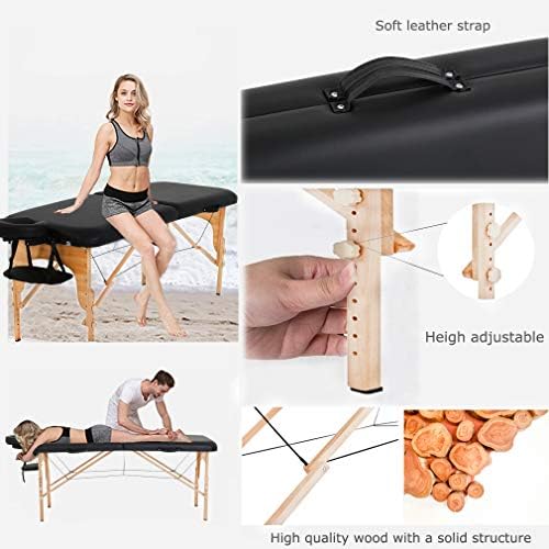 FDW Massage Table 28In Wide Height Adjustable Spa Table with Half Bolster Oxford Cloth Backpack for Spa Footmassage Facial CareSpa Tattoo