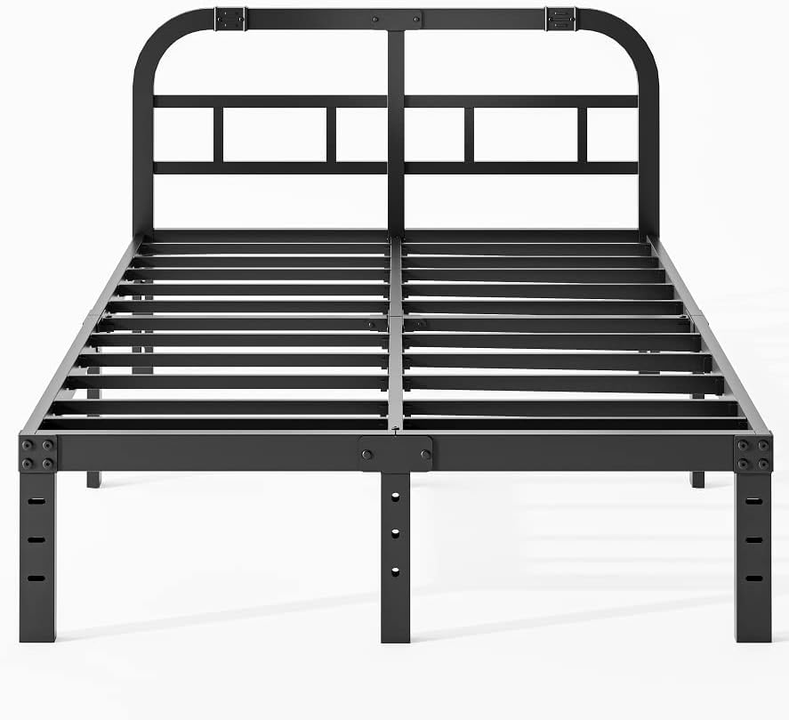 Queen 14" Heavy Duty Metal Platform Bed Frame with Headboard