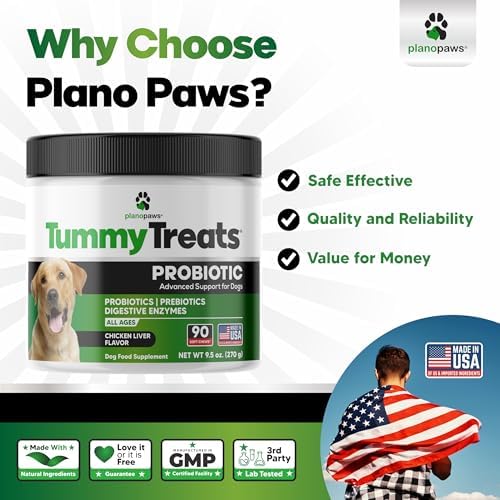 Probiotics for Dogs Digestive Health - Dog Probiotics and Digestive Enzymes - Allergy Relief for Dogs - Probiotic for Dogs Gut Health - Puppy Probiotic Tummy Treats - 120 Dog Probiotic Chews | Gut Health, Allergy and Immune, 4B CFU, 5 Strains, Chicken Fl…