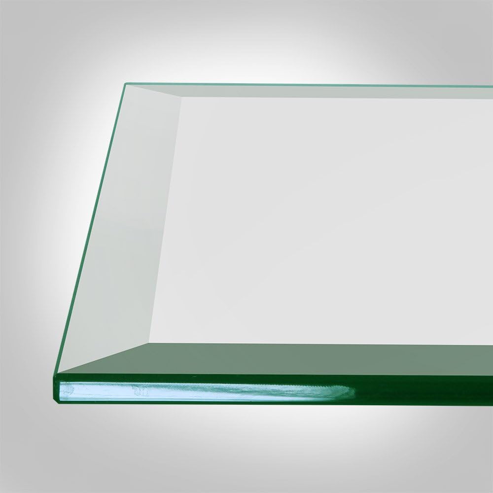 16 inch Square Glass Table Top - Tempered - 1/2" Thick Glass Surface, Safe Beveled Edge, Eased Corners, Multipurpose for Dining Table, Patio, Coffee and End Table