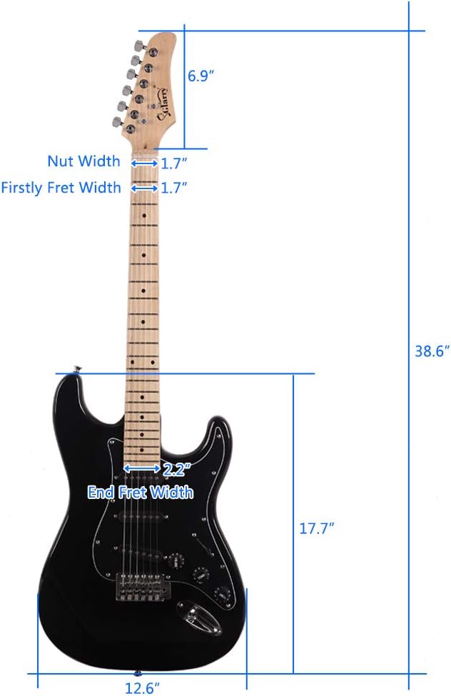 GLARRY Full Size Electric Guitar for Music Lover Beginner with 20W Amp and Accessories Pack Guitar Bag (DARK BLUE, 39" Right Handed)