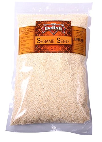 Gourmet Toasted Whole Sesame Seeds by It's Delish – 5 LBS Bulk Bag – Natural Gluten-Free Fresh Oven Roasted White Sesame – Restaurant Bulk Size Great for Oriental Noodles, Cooking, Baking, & Coating