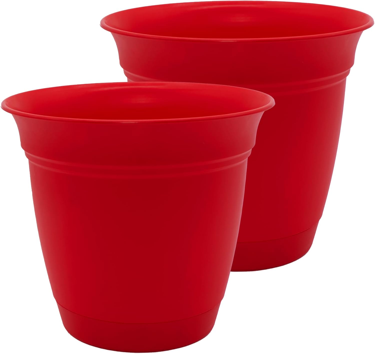 The HC Companies Eclipse Round Planter with Saucer - Outdoor & Indoor Plant Pot with Drainage Holes - Lightweight