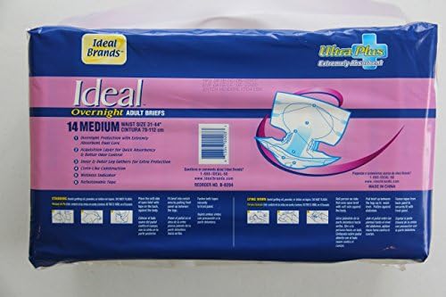 Adult Briefs (Diapers) Over Night Ultra Plus Extreme Absorbency- Size- Medium B-8204- CASE of 56-4 Bags of 14