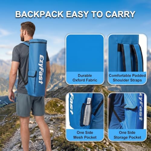 EzyFast Ultra Compact Backpack Canopy, Pop Up Shelter, Portable Sports Cabana, 7.5 x 7.5 ft Base / 6 x 6 ft top for Hiking, Camping, Fishing, Picnic