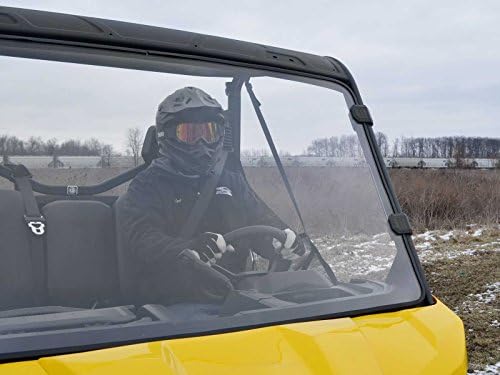 SuperATV Scratch Resistant Full Windshield for Can Am Defender HD5 /HD8 / HD10/ MAX (See Fitment)|Hard Coated for Extreme Durability|1/4" Thick