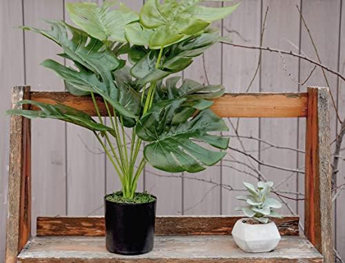 Toopify 19" Artificial Monstera Plant, Fake Plants for Indoor Outdoor Decor