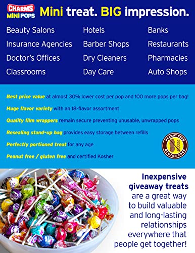 Charms Mini Pops Lollipops, Assorted Flavors, 400 Count (Pack of 1)