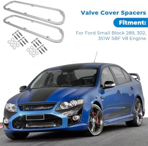 Valve Cover Spacers Kit for Ford Small Block 289 302 351W SBF V8 Engine | 1/2" Thick Aluminum Valve Cover Spacers with Bolts & Washers, Direct Fit