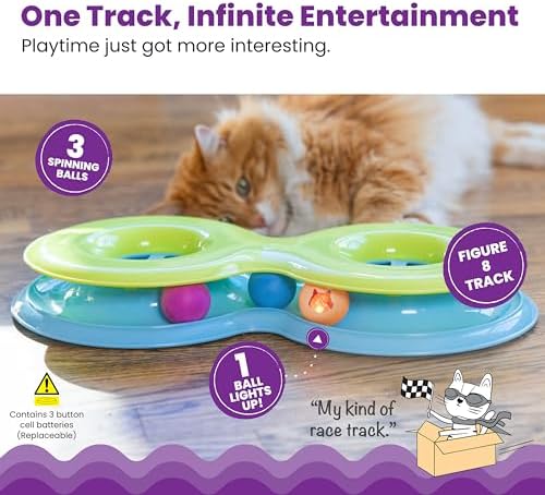 Catstages Tower of Tracks Cat Toy – 3-Level Track Tower with 6 Balls, Interactive Cat Toy for Indoor Enrichment