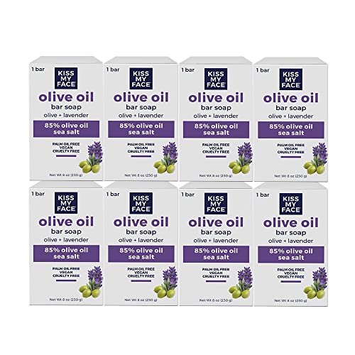 Kiss My Face Olive Oil Fragrance Free Bar Soap, Moisturizing Bar Soap, Cruelty Free Vegan Soap, Palm Oil Free, 4 Oz - 3 Count (Pack of 1)