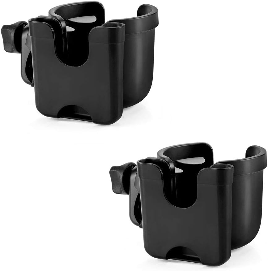Accmor Stroller Cup Holder with Phone Holder, Bike Cup Holder, Universal Cup Holder for Uppababy Nuna Strollers, 2-in-1 Drinks Holder for Walker