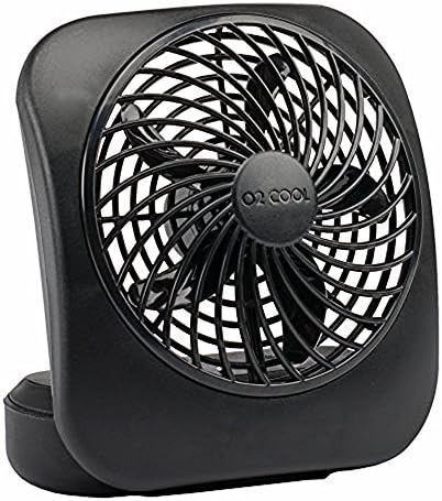 O2COOL Treva 5 in Portable Battery Powered Desk Fan 2-Speed Black | Yes
