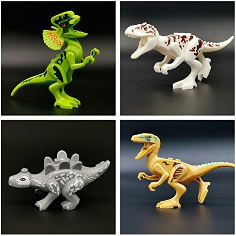 Toysvill Compatible Dinosaurs Mini Figures for Jurassic World Building Blocks Toys (Set of 20 Pieces) with Moving Parts. T Rex, Dragon Sword