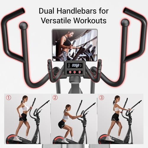 Elliptical Exercise Machine with 15.5''-17'' Stride & Heart Rate Grips,Ultra Silent Magnetic Elliptical Machine for Home with 16 Levels Resistance and LCD Monitor,400 LBS Weight Capacity