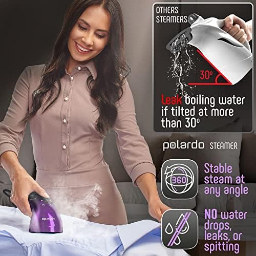 Polardo Travel Garment Steamer - Compact Portable Handheld Clothes Steamer with 360° Anti-Spill Technology