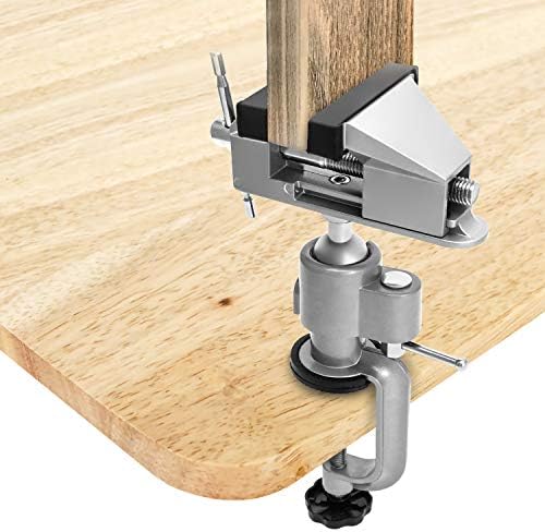 QWORK 3" Universal Tabletop Clamp Vice Tilts Rotate 360°, Portable Work Bench Vise for Drilling, Woodworking,Jewelry Making, Mental working