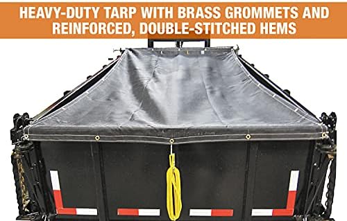 Buyers Products DTR7018 Aluminum Tarp System with Mesh Tarp, 7 x 18 Feet – Dump Body Tarp Kit, Dump Trailer Accessories, Heavy Duty Double-Stitched Hems, Brass Grommets, Telescoping Roller