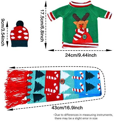 BALANSOHO 12 Pcs Christmas Ugly Sweater Wine Bottle Covers for Wine Bottles Cute Scarves Hats Cover Party Decor Table Decorations