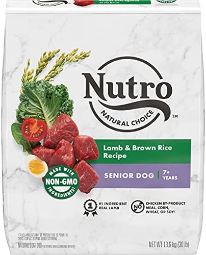Nutro Natural Choice Senior Dry Dog Food, Chicken & Brown Rice, 30 lb | Non-GMO, Real chicken #1 ingredient, no corn, wheat, soy, supports bones, digestion & immunity, dental health & skin/coat