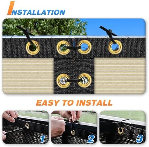 TANG 6' x 16' Privacy Fence Screen Beige Shade Cloth with Grommets, Chain Link Fence Panels Outdoor Mesh Fabric Fencing, Balcony Windscreen Cover