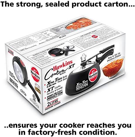 Hawkins Contura Black XT Pressure Cooker, Hard Anodised Inner Lid Cooker, Small Induction Cooker, Handi Cooker, Black CXT20 2 Litre