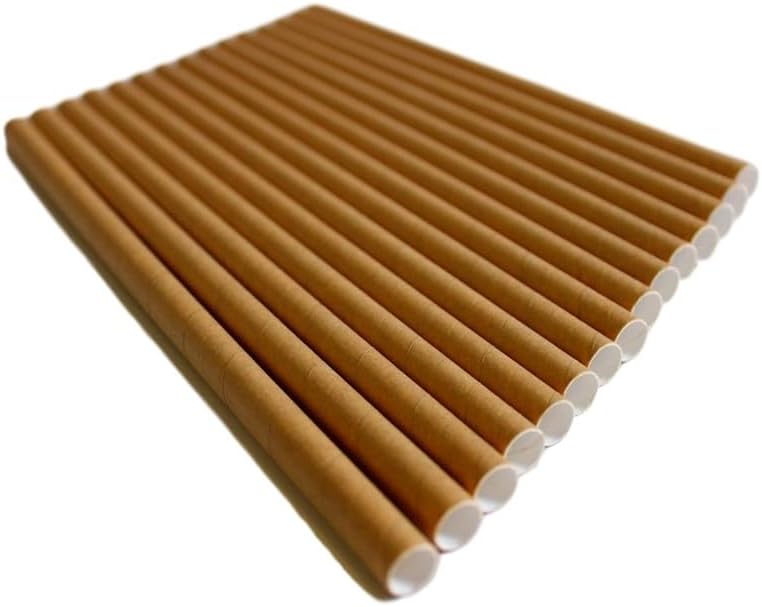 GDMINLO 100 Pack Kraft Paper Straws Biodegradable co-Friendly Drinking Bulk for Party Supplies, Bridal/Baby Shower, Birthday, Mixed Drinks, Weddings
