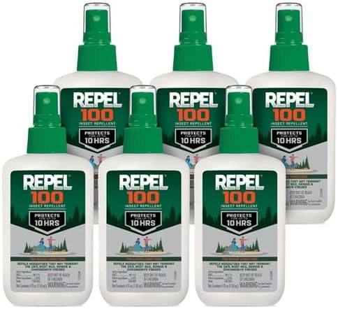 Repel 100 Mosquito & Insect Repellent 4 Oz, 98% DEET, 6 Pack | Repels Mosquitoes, Ticks, Gnats, Biting Flies, Chiggers & Fleas, Lasts Up To 10 Hours