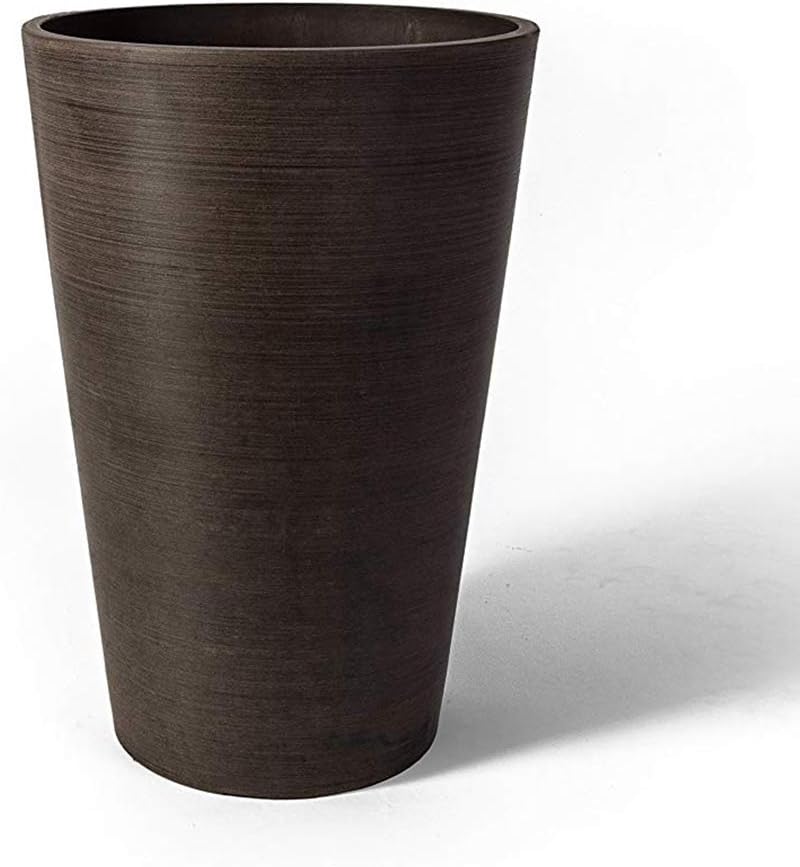 Algreen Valencia Round Planter Pot, 12.25 by 18-Inch, Textured Brown | Round Shape, Indoor Use, UV And Weather Resistant, Drainage Hole With Removable Plug, Lightweight 5.51 lb