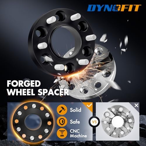 Dynofit 1.5in 6x135 Hub-Centric Wheel Spacers for F150, 87.1mm Hub Bore, M14x1.5 Thread, Forged 6-Lug Wheel Adapters for 2015-2026 Ford F-150