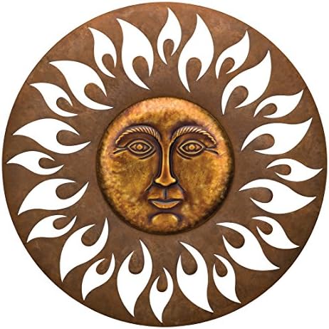 Regal Art & Gift Handcrafted Metal Sun Wall Decor, Rustic Sunburst Wall Art | Copper Patina, 40 in, Metal, Rust-Resistant Sunburst Sculpture, Eye-Catching Accent for Patio, Garden & Home