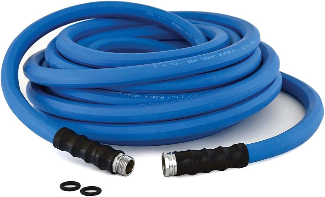 AG-LITE BSAL5825 5/8" x 25' Hot/Cold Water Rubber Garden Hose, 100% Rubber, Ultra-Light, Super Strong, 500 PSI, 50F to 190F Degrees, High Strength Polyester Braided