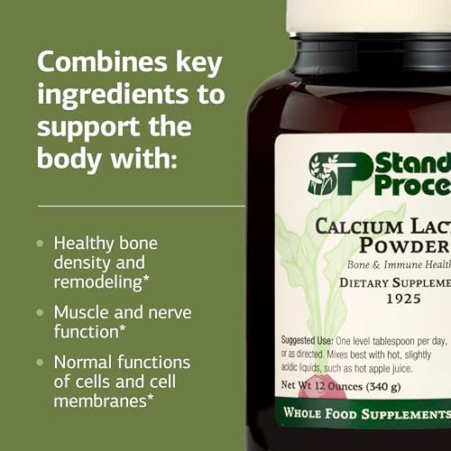 Standard Process - Calcium Lactate Powder - Bone Health & Immune Support - Calcium Magnesium Supplement for Bone Strength & Blood Health - Non-Dairy, Soy & Gluten-Free - 12 oz