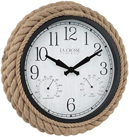La Crosse Clock 433-3836 14-inch Rowan Indoor/Outdoor Rope Analog Quartz Wall Clock